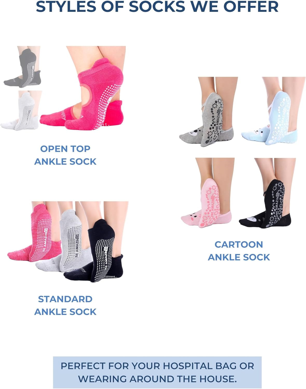 Meias Antiderrapantes Unissex – Perfeita para Mulheres, Homens, Academia e Recuperação