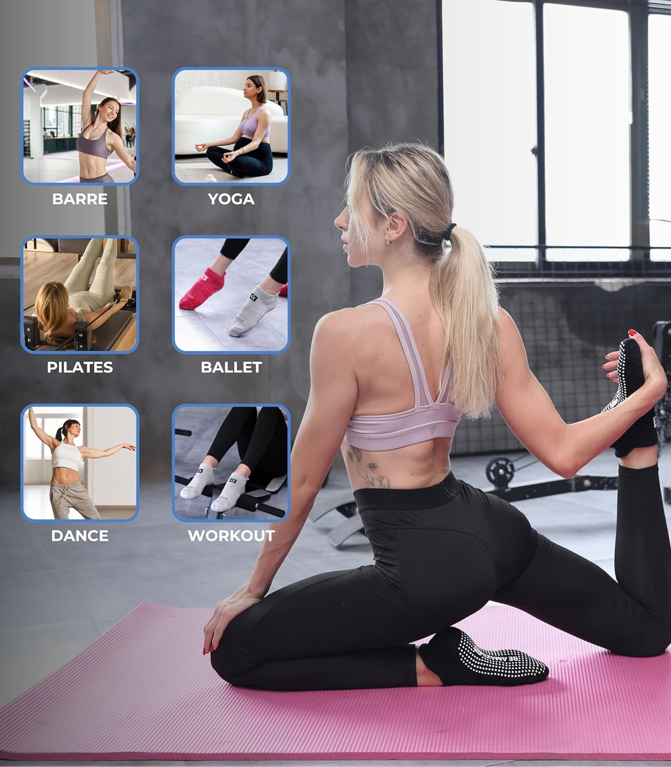 Meias Antiderrapantes Unissex – Perfeita para Mulheres, Homens, Academia e Recuperação