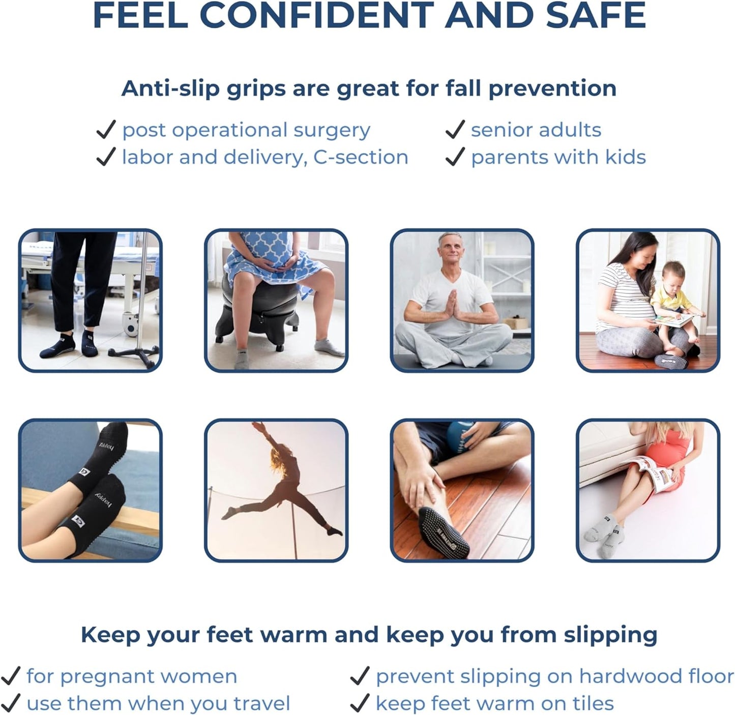 Meias Antiderrapantes Unissex – Perfeita para Mulheres, Homens, Academia e Recuperação