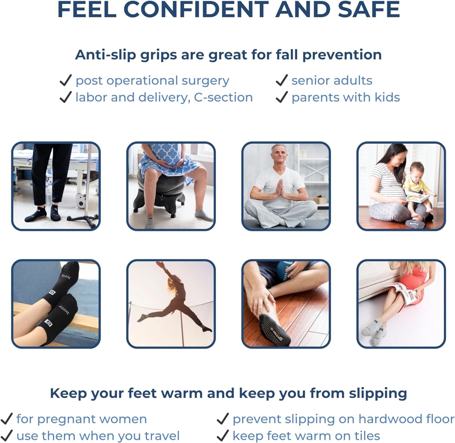 Meias Antiderrapantes Unissex – Perfeita para Mulheres, Homens, Academia e Recuperação